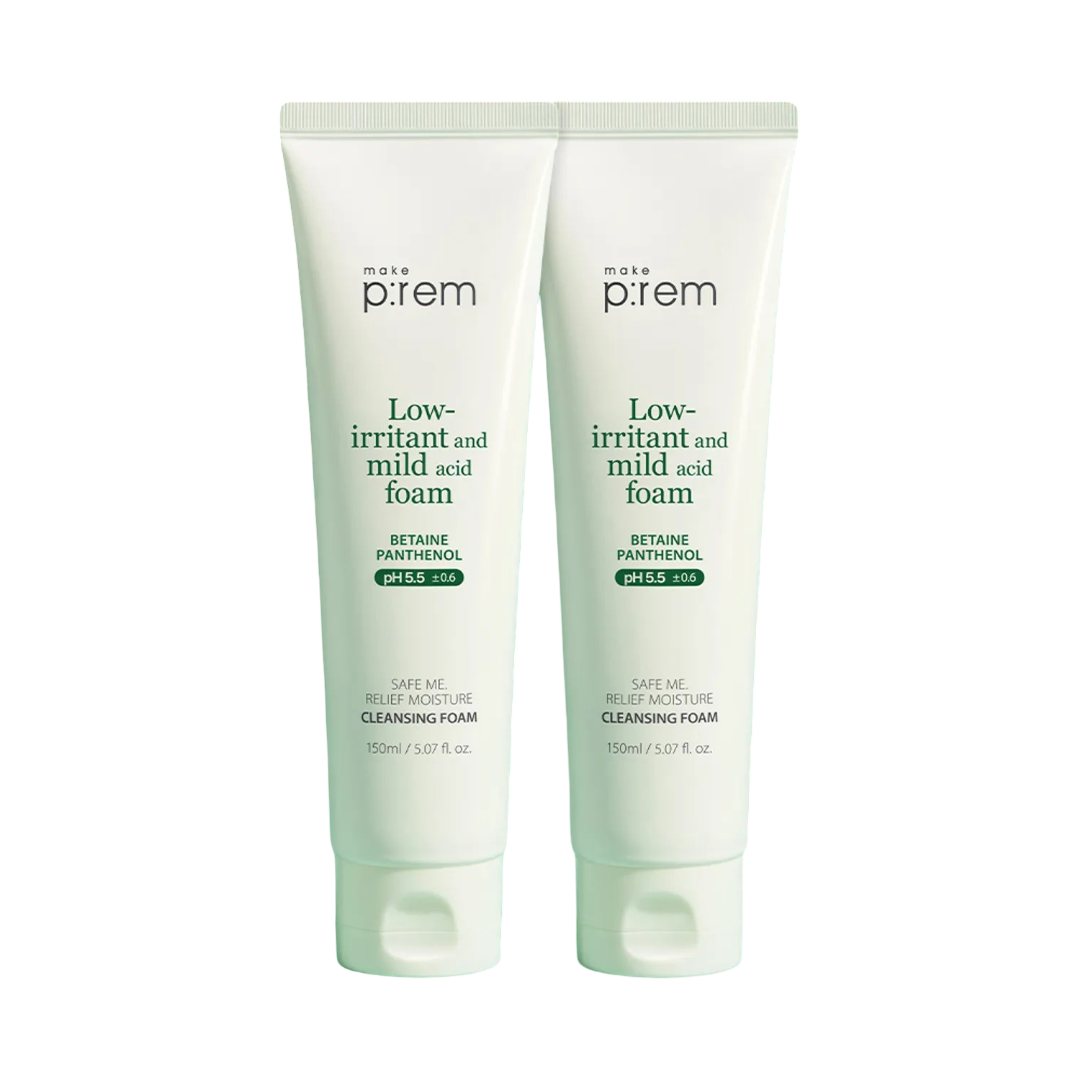 MAKE PREM SAFE ME RELIEF MOIUSTURE CLEANSING FOAM 1+1 УМЫВАШКА НАБОР 